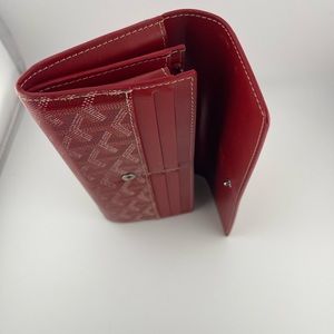Goyard Wallet Gently Used w COA red multi color leather with a hint of yellow